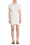 Sandro Ruched Woven Mini Shirt Dress In White