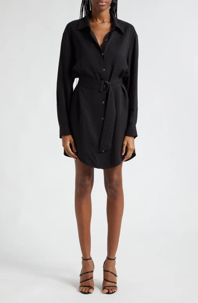 Ramy Brook Berkeley Belted Mini Shirtdress In Black