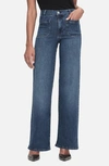 Frame Blue Wide Jeans With Drawstring In Thunderstorm