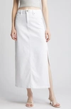 Hidden Jeans Side Slit Midi Denim Skirt In White