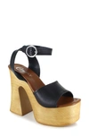 Candies Ida Platform Sandal In Black Leather