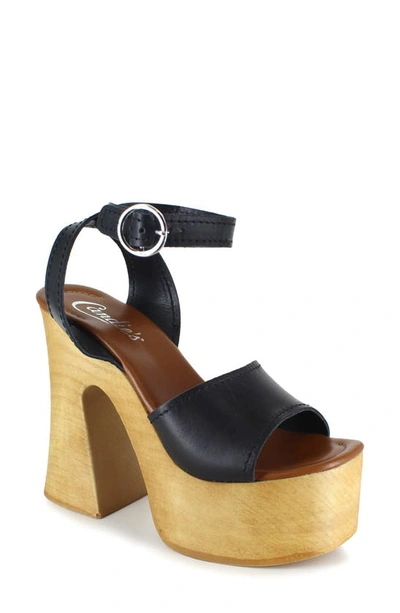 Candies Ida Platform Sandal In Black Leather