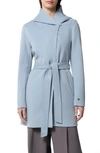 Soia & Kyo Arlette Tie Waist Hooded Wool Blend Jacket In Breeze