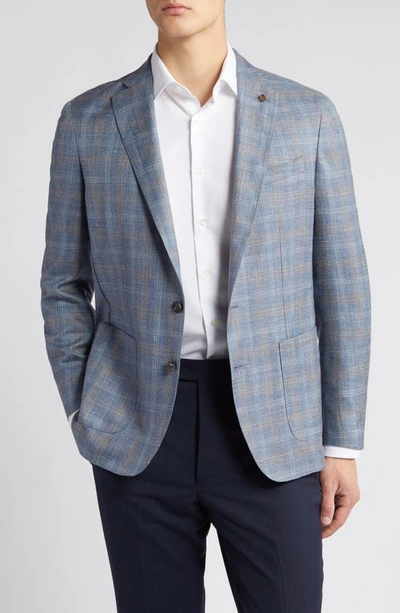 Peter Millar Crown Crafted Andover Plaid Tailored Fit Soft Jacket In Blue Pearl