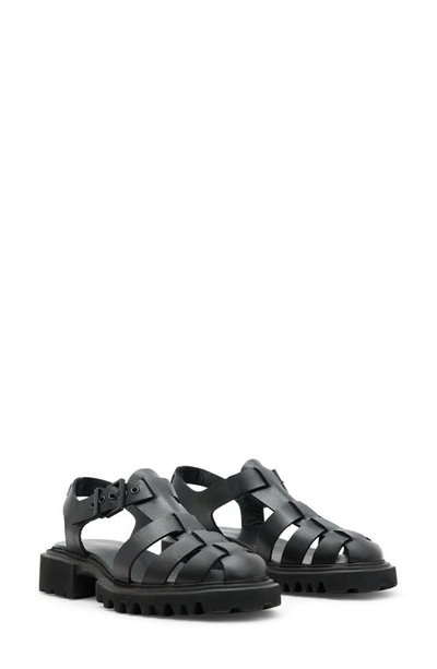 Allsaints Nessa Chunky Leather Sandals In Black