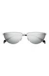 Alexander Mcqueen Mirrored Metal Cat-eye Sunglasses In Silver Grey
