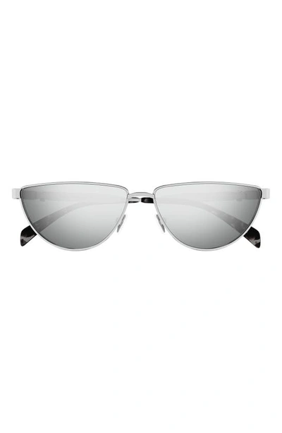 Alexander Mcqueen Mirrored Metal Cat-eye Sunglasses In Shiny Silver