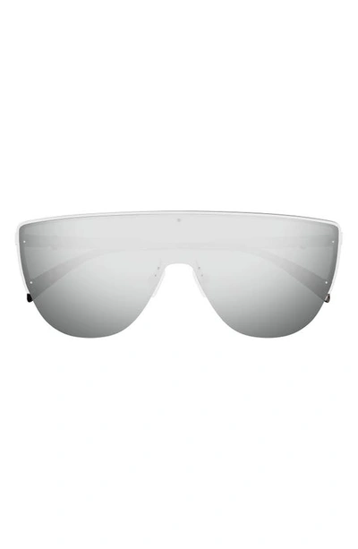 Alexander Mcqueen Men's Floating Skull Metal Am0457s 99mm Mask Sunglasses In Silver Grey