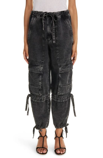 Isabel Marant Étoile Ivy Drawstring Wide-leg Joggers In Faded Black