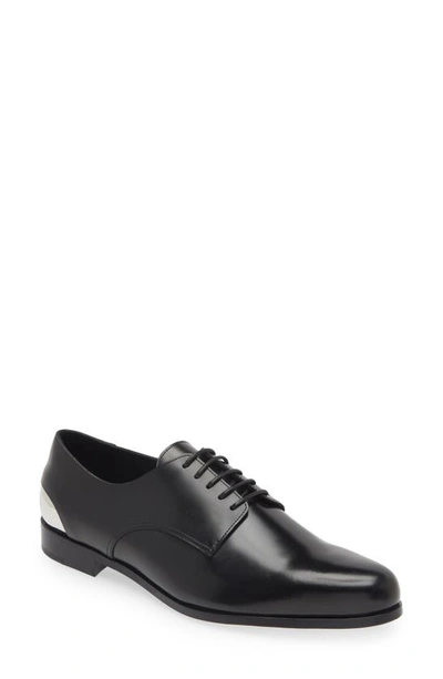 Alexander Mcqueen Men's Leather Metal-heel Derby Shoes In Black/silver