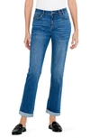 Nic + Zoe Cuffed High Waist Straight Leg Girlfriend Jeans In Atlantic