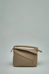 Loewe Mini Puzzle Edge Leather Shoulder Bag In Sand