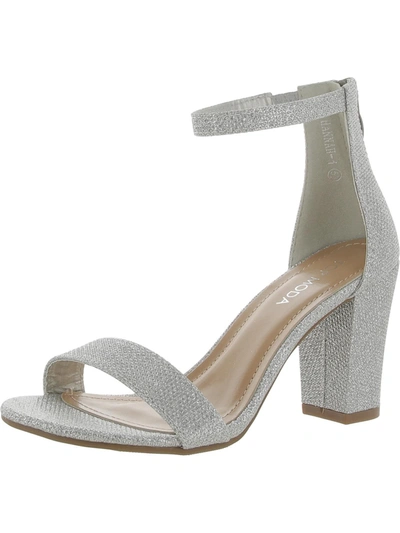 Top Moda Hannah Womens Patent Ankle Strap Pumps In Silver