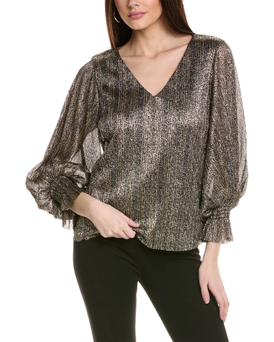 Vince Camuto Women's V-neck Long-sleeve Smocked-cuff Blouse In Gold