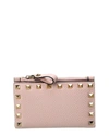 VALENTINO GARAVANI ROCKSTUD GRAINY LEATHER CARD CASE