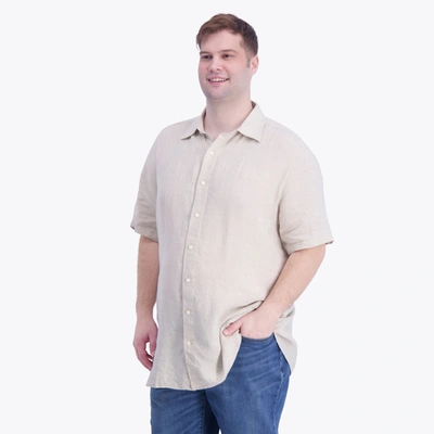 Nautica Mens Big & Tall Linen Short-sleeve Shirt In Beige