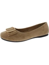 CREPUSCOLO WOMENS FAUX SUEDE SLIP-ON BALLET FLATS