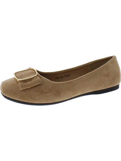 Crepuscolo Womens Faux Suede Slip-on Ballet Flats In Beige