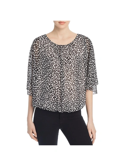 Vince Camuto Womens Animal Print Batwing Sleeve Blouse In Beige