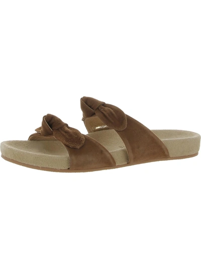 Jack Rogers Annie Double Knot Comfort Sandal Womens Leather Knot Front Slide Sandals In Brown