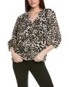 VINCE CAMUTO V-NECK BUTTON-UP BLOUSE