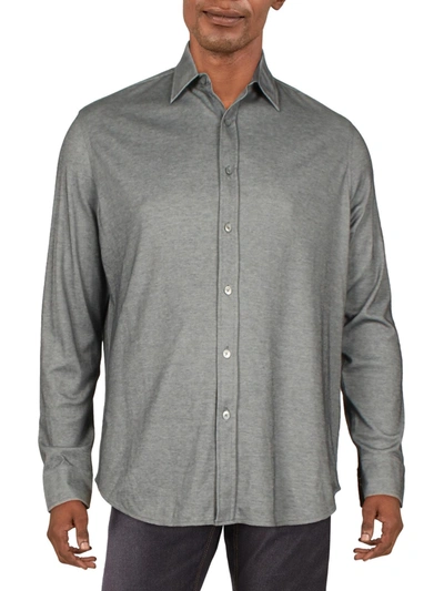 Tasso Elba Mens Textured Collar Button-down Shirt In Grey