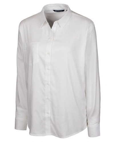 Cutter & Buck Ladies' Windward Twill Long Sleeve Shirt In White