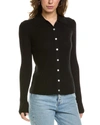 VINCE RIBBED BUTTON FRONT CASHMERE & SILK-BLEND POLO SHIRT