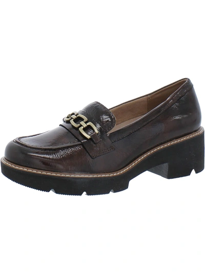 Naturalizer Diedre Womens Patent Leather Textured Loafers In Brown