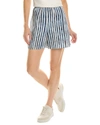 Vince Painterly Cotton Stripe Pull-on Shorts In Blue