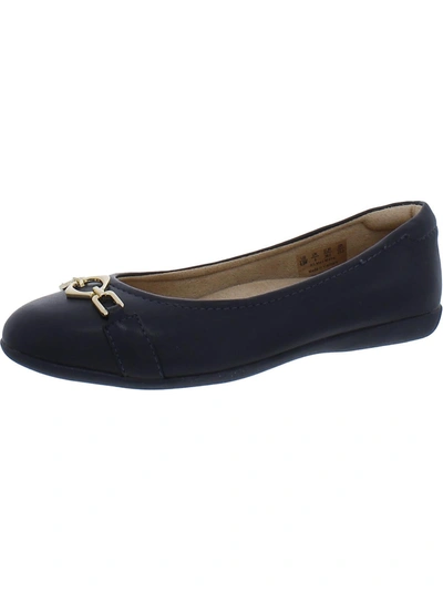 Naturalizer Vivienne O Womens Faux Leather Embossed Ballet Flats In Blue