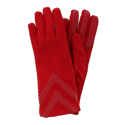 Isotoner Women's Spandex 3-button Length Chevron Gloves In Chili Pepper In Red