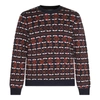 Apc John Multicolor Crewneck Sweater With Intarsia Knit In Wool Man In Blue