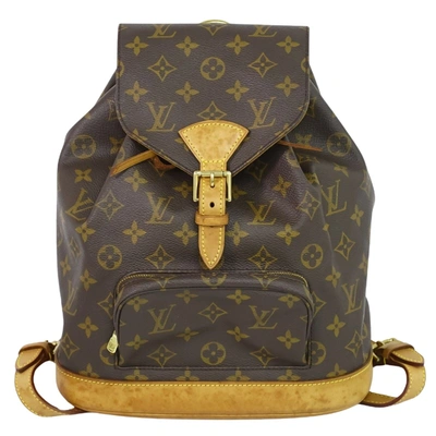 Pre-owned Louis Vuitton Montsouris Mm Canvas Backpack Bag () In Brown