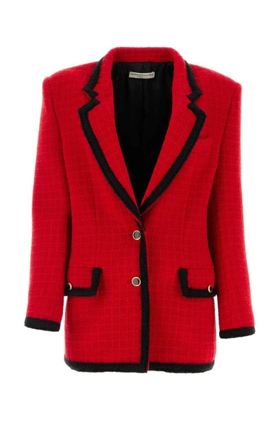 Alessandra Rich Checked Single-breasted Blazer In Red