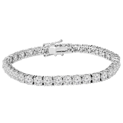 Pompeii3 Certified 9 Ct Natural Diamond Tennis Bracelet 14k White Gold 7" In Silver