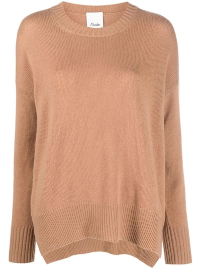 Allude Loose Fit Side Slit Knit Jumper In Orange