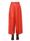 Alysi Pleated Leather Trousers In Red