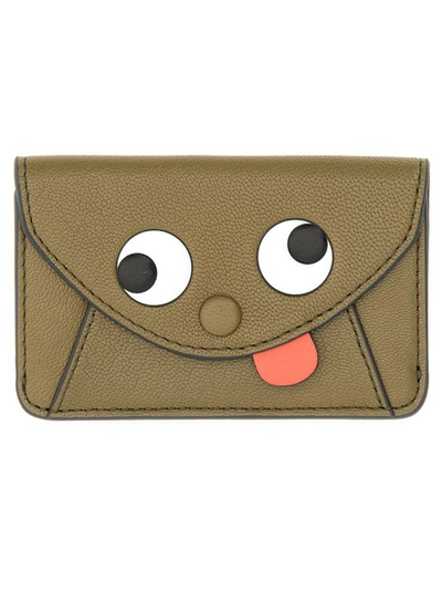 Anya Hindmarch Leather Card Holder In Military Green