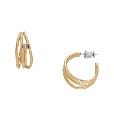 Skagen Women's Glitz Wave Gold-tone Stainless Steel Hoop Earrings