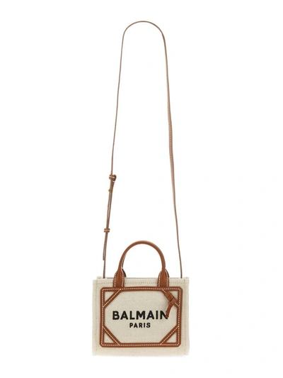 Balmain Brown Small Tote Bag In Ivory