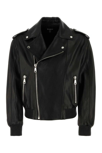 Balmain Leather Jackets In Black