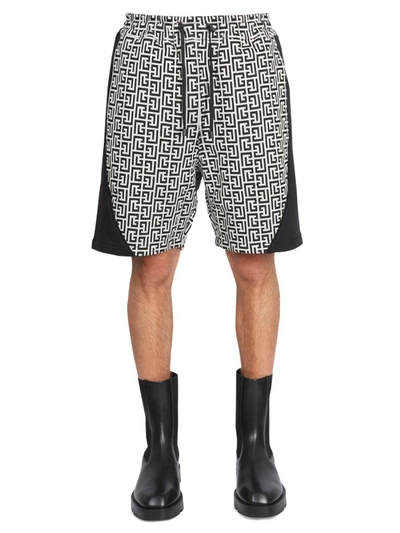 Balmain Monogram Bermuda Shorts In Multicolour