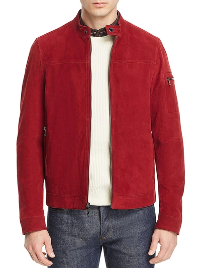 Michael Kors Womens Goat Leather Heavy Soft Shell Jacket In Red