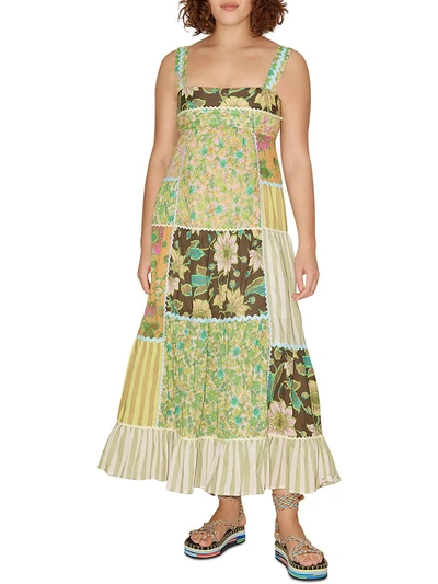 Alemais Winnie Womens Tiered Long Maxi Dress In Green