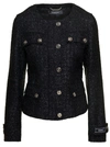 Versace Lurex Tweed Jacket In Black