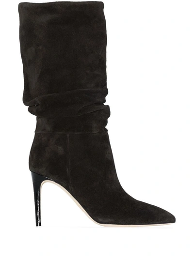 Paris Texas Black Slouchy Pointed Boots With Stiletto Heel In Suede Woman