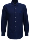 POLO RALPH LAUREN BLUE SHIRT WITH LOGO EMBROIDERY IN COTTON MAN