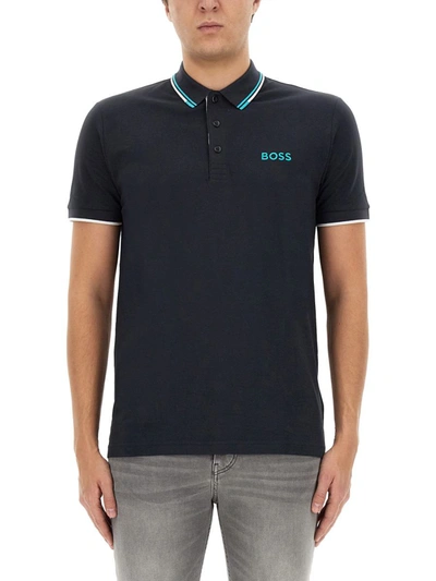 Hugo Boss Polo With Logo In Blue