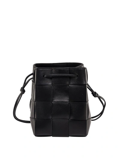 Bottega Veneta Cassette Mini Leather Bucket Bag In Black